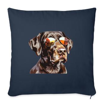 German Shorthair, dog, sunglasses, summer - Sofa pillowcase 17,3'' x 17,3'' (45 x 45 cm) - navy - Front