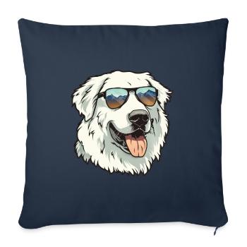 Chien De Montagne Des Pyrénées, Chien Des Grandes Pyrénées, Chien - Housse de coussin décorative 45 x 45 cm - bleu marine - Devant