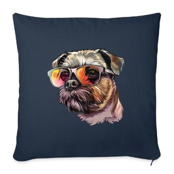 Griffons nains belges, Griffon de Bruxelles, Chien - Housse de coussin décorative 45 x 45 cm - bleu marine - Devant