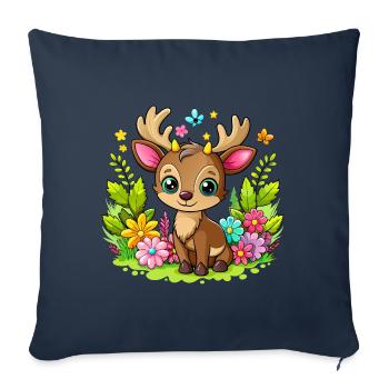 Mignon bébé orignal - Housse de coussin décorative 45 x 45 cm - bleu marine - Devant