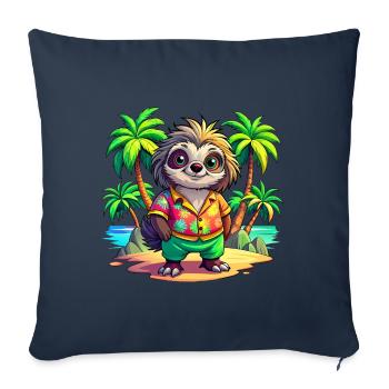 Paresseux mignon des vacances - Housse de coussin décorative 45 x 45 cm - bleu marine - Devant