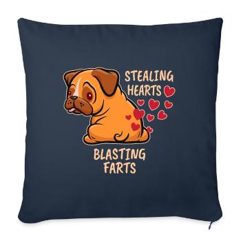 Stealing hearts blasting farts - Pug Farts - Sofa pillowcase 17,3'' x 17,3'' (45 x 45 cm) - navy - Front