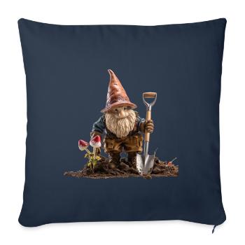 Humour dans le jardin avec des nains de jardin - Housse de coussin décorative 45 x 45 cm - bleu marine - Devant