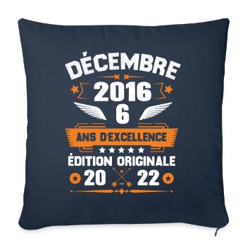 Décembre 2016 Idée Cadeau D'anniversaire 6 Ans - Housse de coussin décorative 45 x 45 cm - bleu marine - Devant