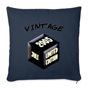 VINTAGE 2005 JULI, Geschenk zum 18. Geburtstag - Sofakissenbezug 45 x 45 cm - Navy - Vorne