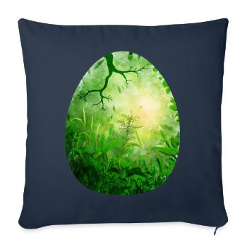 Oeuf de dragon vert - Housse de coussin décorative 45 x 45 cm - bleu marine - Devant