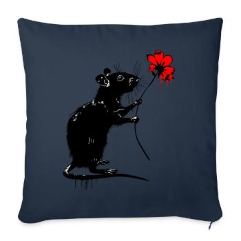 Ratte mit Blume - Sofakissenbezug 45 x 45 cm - Navy - Vorne