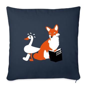 Slow Food Fox and Goose - Sofa pillowcase 17,3'' x 17,3'' (45 x 45 cm) - navy - Front