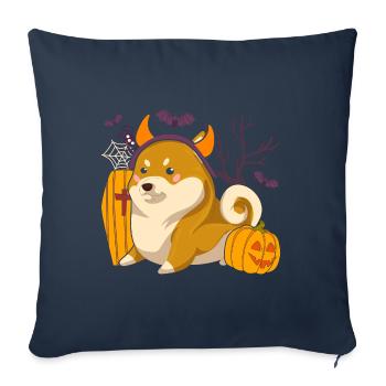 Halloween Bat Pumpkin Dogs Devil Shiba Inu - Sofa pillowcase 17,3'' x 17,3'' (45 x 45 cm) - navy - Front