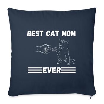 Cat maman amour de chat cadeau maman de chat - Housse de coussin décorative 45 x 45 cm - bleu marine - Devant