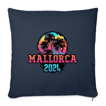 Mallorca 2024 Team Palmen Bunt - Sofakissenbezug 45 x 45 cm - Navy - Vorne