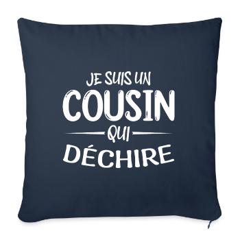 cousin qui déchire cadeau cousin - Housse de coussin décorative 45 x 45 cm - bleu marine - Devant