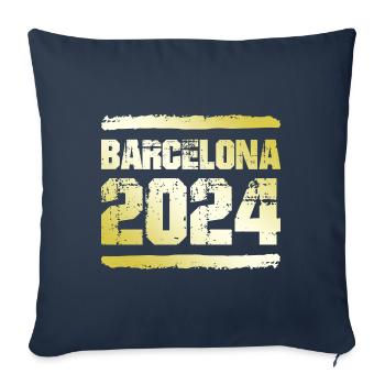 Barcelone 2024 Médaille d’or - Housse de coussin décorative 45 x 45 cm - bleu marine - Devant