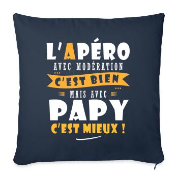 Papy Cadeau Humour papy cadeau papi papy - Housse de coussin décorative 45 x 45 cm - bleu marine - Devant