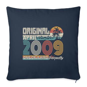 Avril 2009 anniversaire April 2009 cadeau 2009 - Housse de coussin décorative 45 x 45 cm - bleu marine - Devant