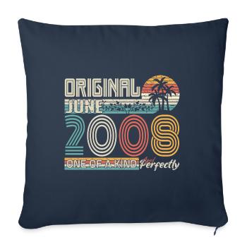 Juin 2008 Juin anniversaire June 2008 - Housse de coussin décorative 45 x 45 cm - bleu marine - Devant