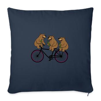 Berlin 3 Bären Bär Fahrrad Bier Party Spaß Feiern - Sofakissenbezug 45 x 45 cm - Navy - Vorne