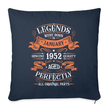 Les Légendes Sont Nées En Janvier 1952 Cadeau - Housse de coussin décorative 45 x 45 cm - bleu marine - Devant