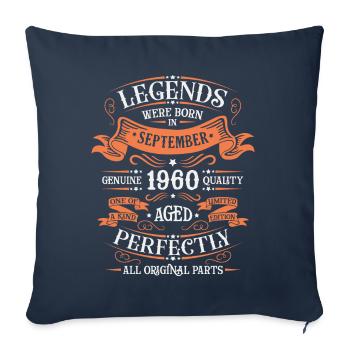 Fabriqué en septembre 1960 - Housse de coussin décorative 45 x 45 cm - bleu marine - Devant