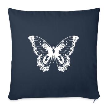Tatouage de papillon - Housse de coussin décorative 45 x 45 cm - bleu marine - Devant