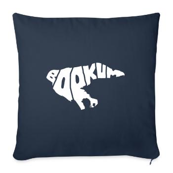 Borkum island silhouette contour vacances Mer du Nord - Housse de coussin décorative 45 x 45 cm - bleu marine - Devant
