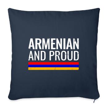 Drapeau arménien et fier de l’Arménie - Housse de coussin décorative 45 x 45 cm - bleu marine - Devant