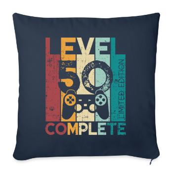 50 anniversaire Niveau 50 Cadeau complet de 50 ans - Housse de coussin décorative 45 x 45 cm - bleu marine - Devant