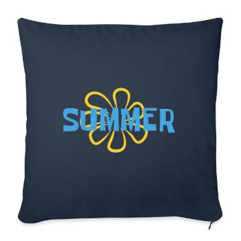 Été - soleil - vacances - bonne humeur - Housse de coussin décorative 45 x 45 cm - bleu marine - Devant