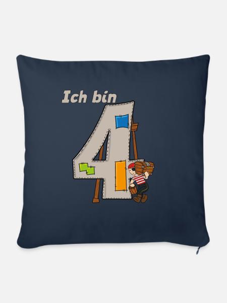 Geburtstagsshirt 4 Jahre Pirat Motiv Junge - Sofakissenbezug 45 x 45 cm - Navy