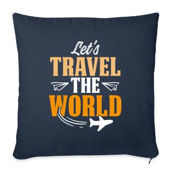 tour du monde - Housse de coussin décorative 45 x 45 cm - bleu marine - Devant