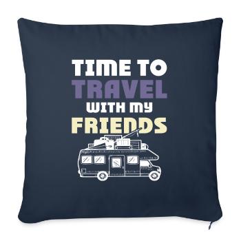 Voyagez avec des amis - Housse de coussin décorative 45 x 45 cm - bleu marine - Devant