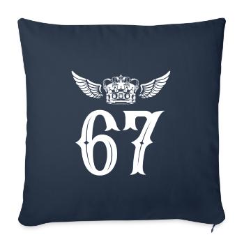 67 Zahl Krone - Sofakissenbezug 45 x 45 cm - Navy - Vorne
