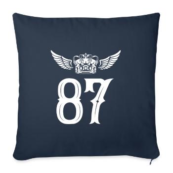 87 Couronne numérique - Housse de coussin décorative 45 x 45 cm - bleu marine - Devant