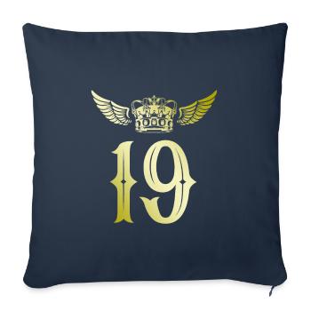 19 Couronne numérique - Housse de coussin décorative 45 x 45 cm - bleu marine - Devant