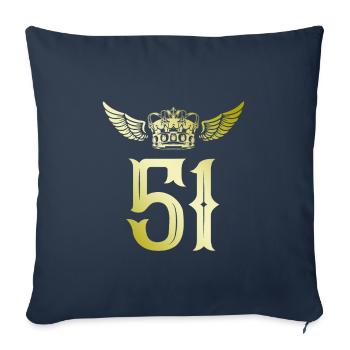 51 Zahl Krone - Sofakissenbezug 45 x 45 cm - Navy - Vorne