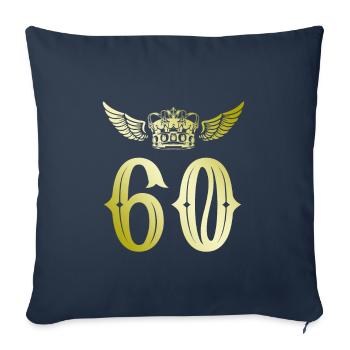 60 Number crown - Sofa pillowcase 17,3'' x 17,3'' (45 x 45 cm) - navy - Front