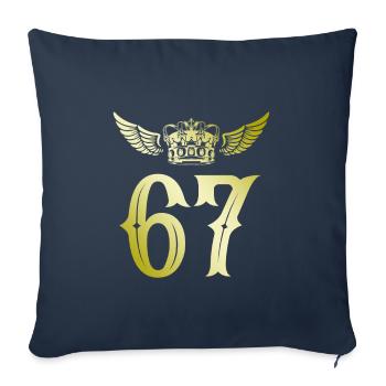 67 Zahl Krone - Sofakissenbezug 45 x 45 cm - Navy - Vorne