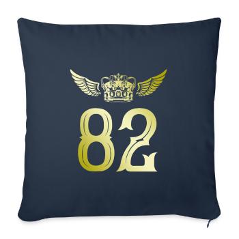 82 Couronne numérique - Housse de coussin décorative 45 x 45 cm - bleu marine - Devant