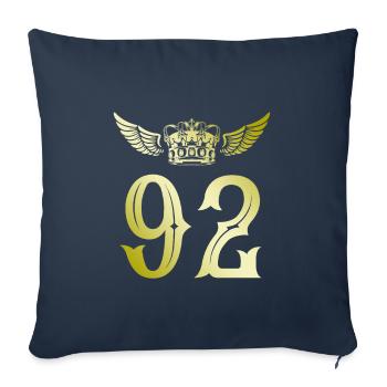 92 Number crown - Sofa pillowcase 17,3'' x 17,3'' (45 x 45 cm) - navy - Front