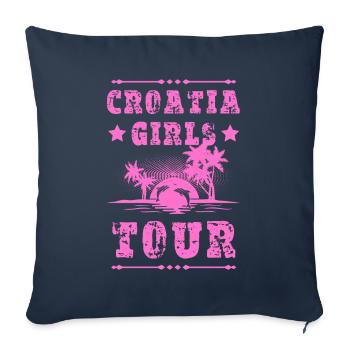 Tournée des filles en Croatie - Housse de coussin décorative 45 x 45 cm - bleu marine - Devant