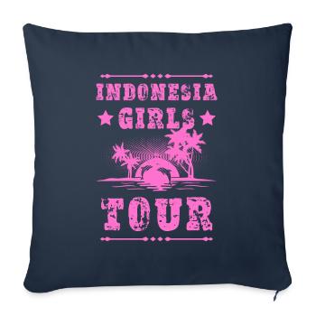 Tournée des filles en Indonésie - Housse de coussin décorative 45 x 45 cm - bleu marine - Devant