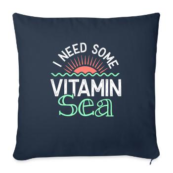 vitamine mer été - Housse de coussin décorative 45 x 45 cm - bleu marine - Devant