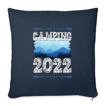 Camping 2022 - Housse de coussin décorative 45 x 45 cm - bleu marine - Devant