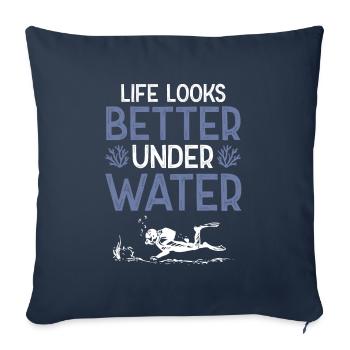 Plongée sous l’eau - Housse de coussin décorative 45 x 45 cm - bleu marine - Devant