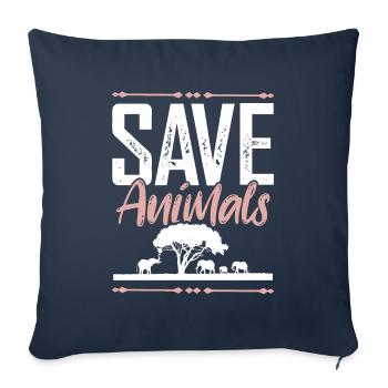 Slogan sur le bien-être animal - Housse de coussin décorative 45 x 45 cm - bleu marine - Devant
