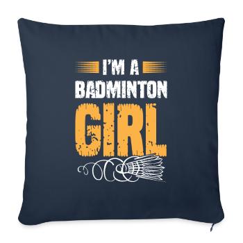 Badminton Filles - Housse de coussin décorative 45 x 45 cm - bleu marine - Devant
