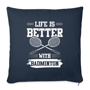 Badminton drôle de dicton - Housse de coussin décorative 45 x 45 cm - bleu marine - Devant