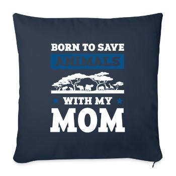 Bien-être animal maman - Housse de coussin décorative 45 x 45 cm - bleu marine - Devant