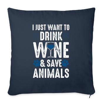 Vin de bien-être animal - Housse de coussin décorative 45 x 45 cm - bleu marine - Devant