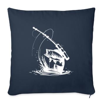 Symbole de pêche Pêche au poisson - Housse de coussin décorative 45 x 45 cm - bleu marine - Devant